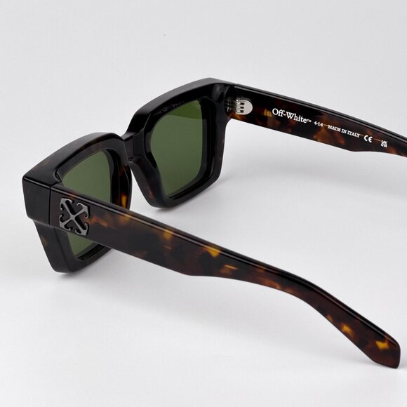 Off-White VIRGIL Sunglasses – Havana Frame Green Lenses | Model OERI126 6055 - Picture 9 of 11